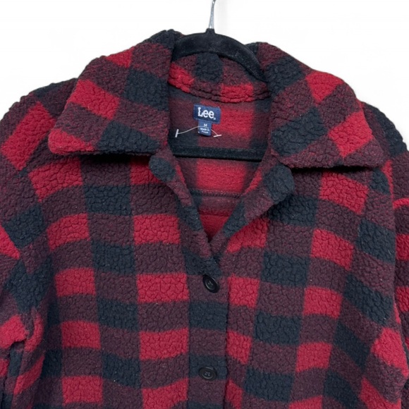 Lee Women's Red and Black Checkered Teddy Jacket - Picture 4 of 8